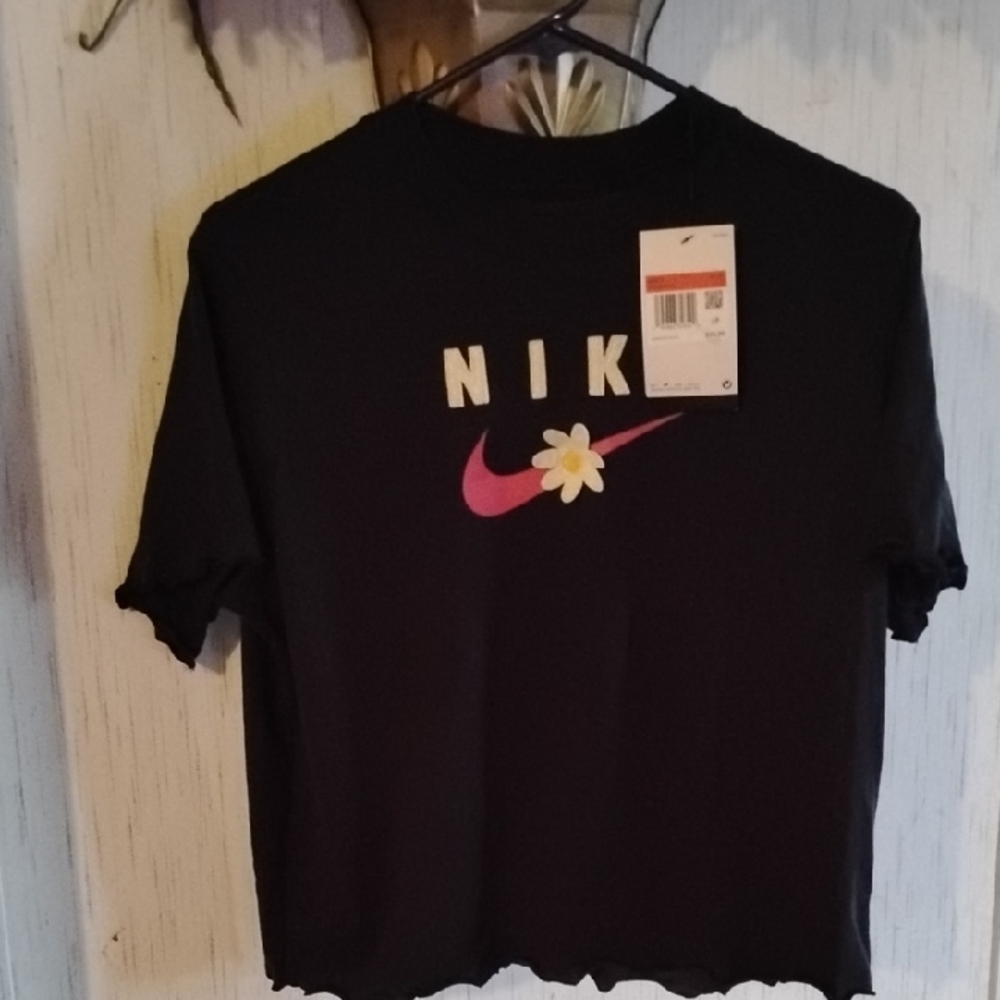 Nike Black T-Shirt with Pink Logo